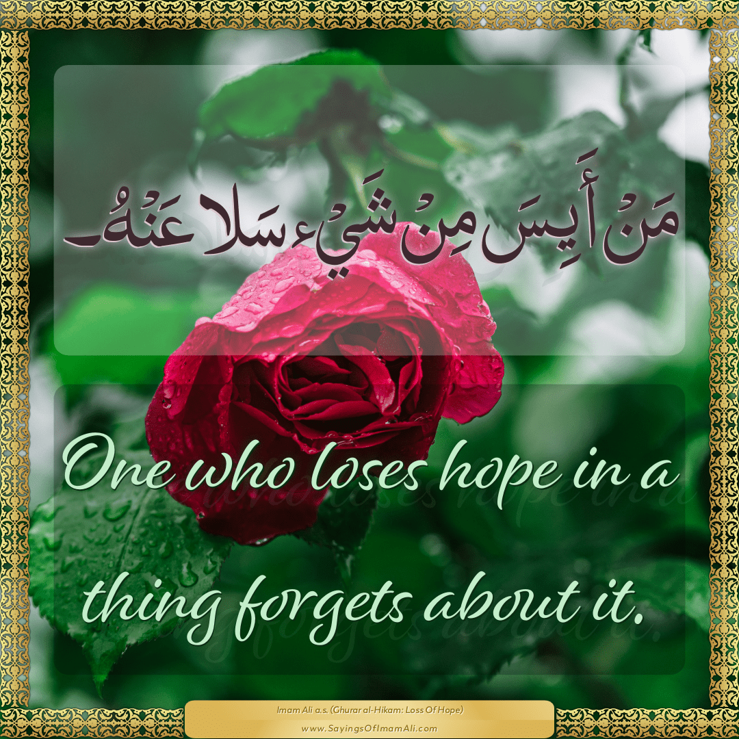 One who loses hope in a thing forgets about it.